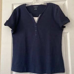 VAN HEUSEN NAVY BLUE AND WHITE 100% COTTON TOP